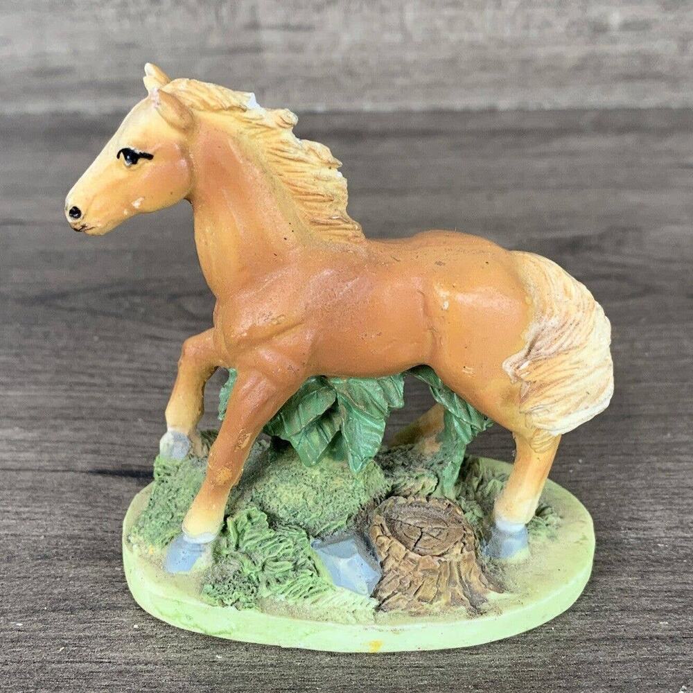 Lipco Brown Horse Mini Figurine Ceramic Miniature Decor on a stand 3"